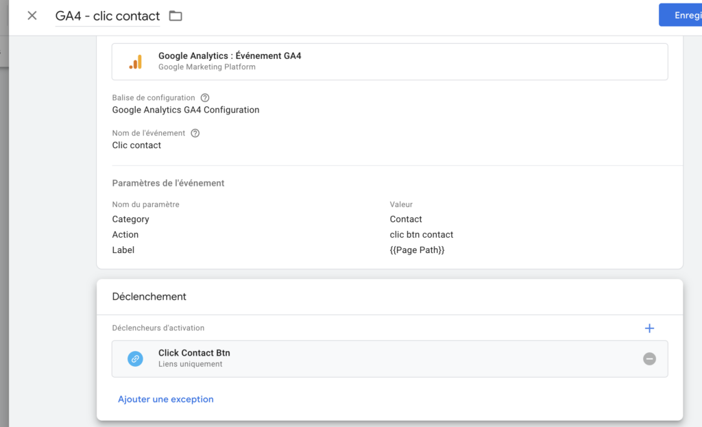 Déclencheur google analytics 4