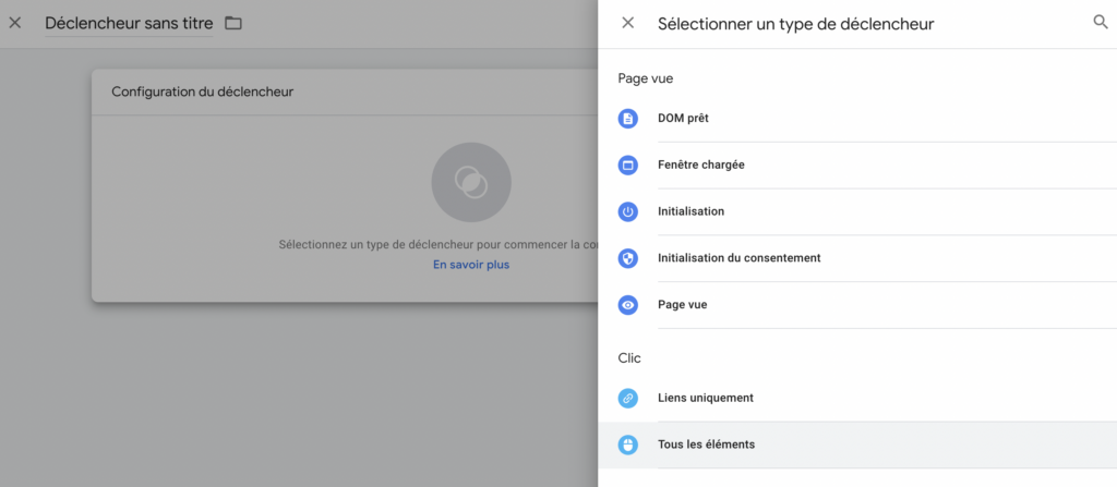 Déclencheurs google analytics