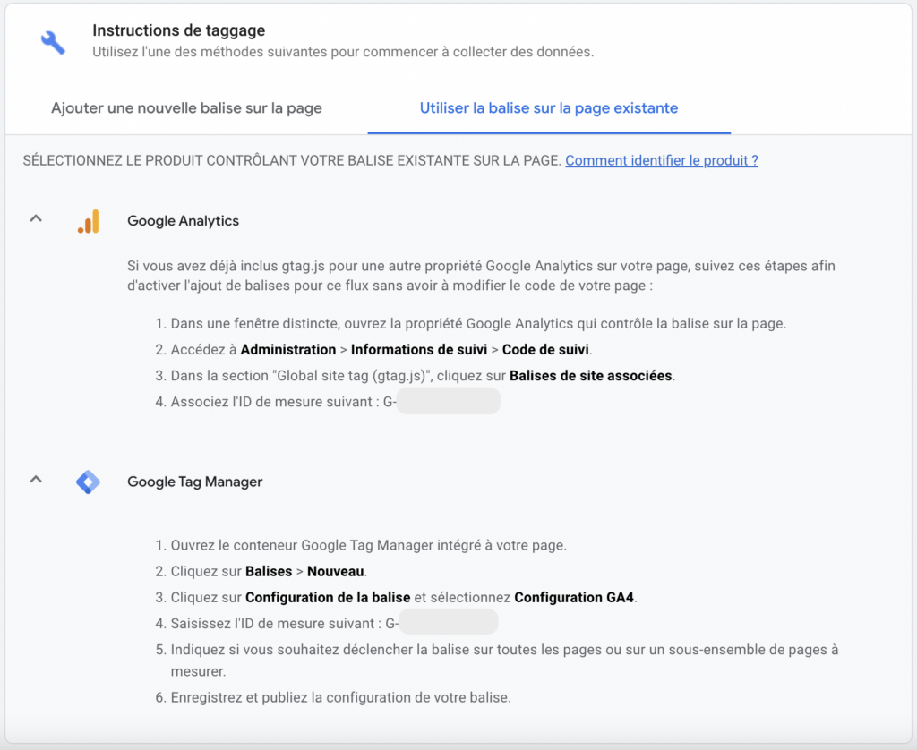 Etape 1 : installation de GTAG via la balise UA pour google analytics 4
