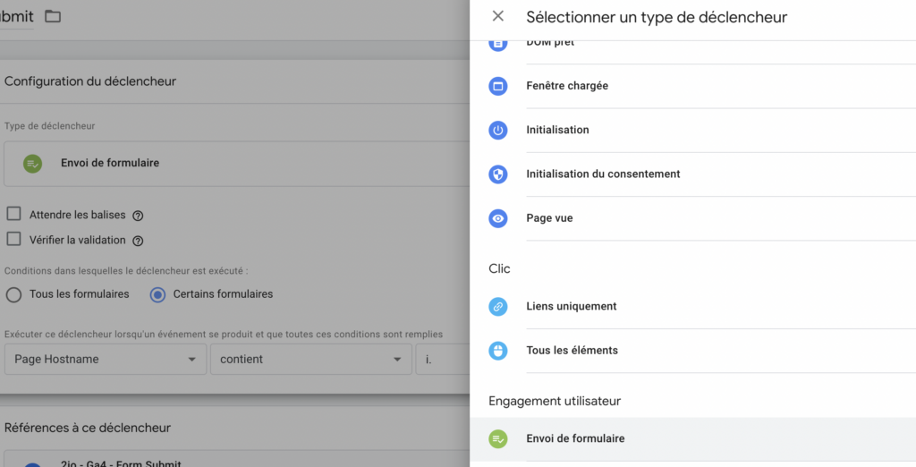type de déclencheur google Analytics 4