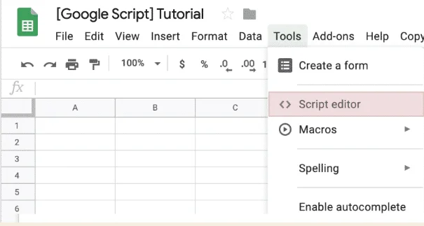 google script script menu