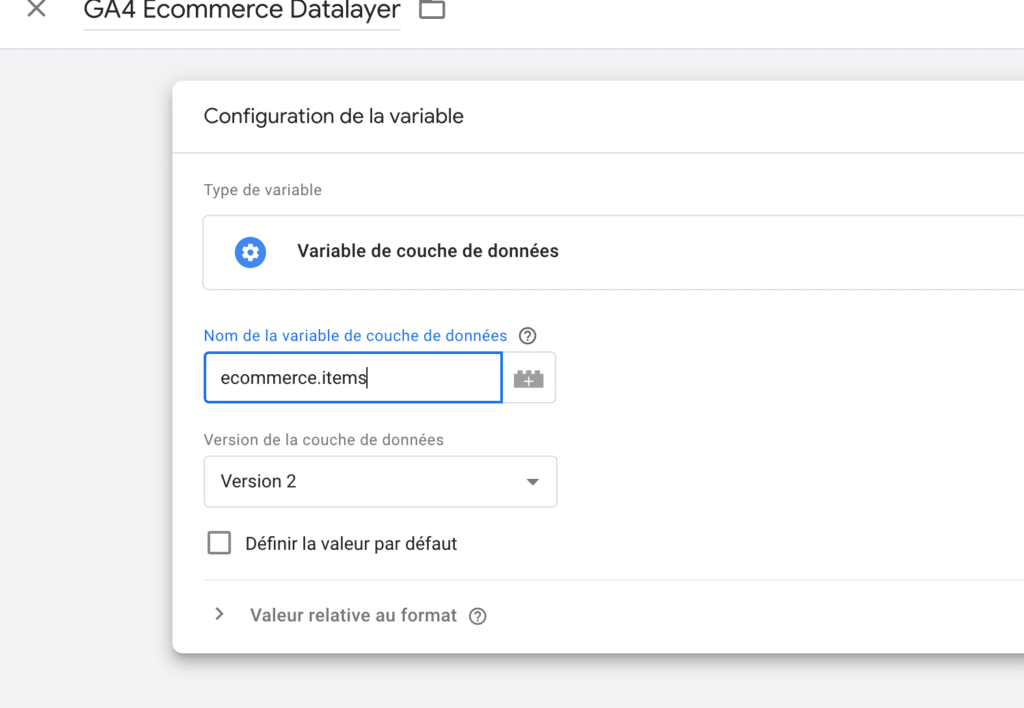 GA4 ecommerce datalyer