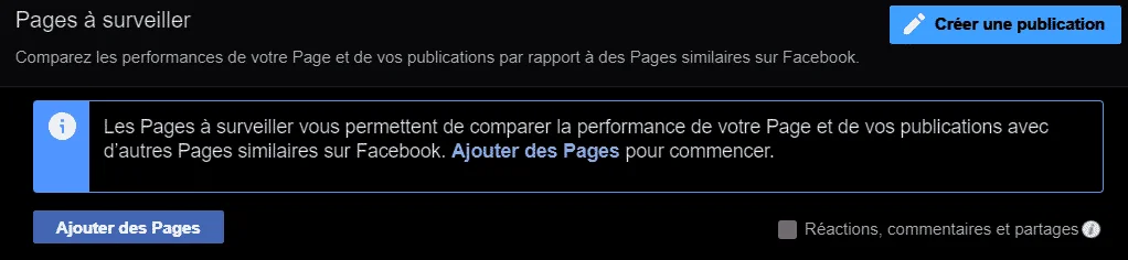 Indication "Pages à surveiller" Facebook