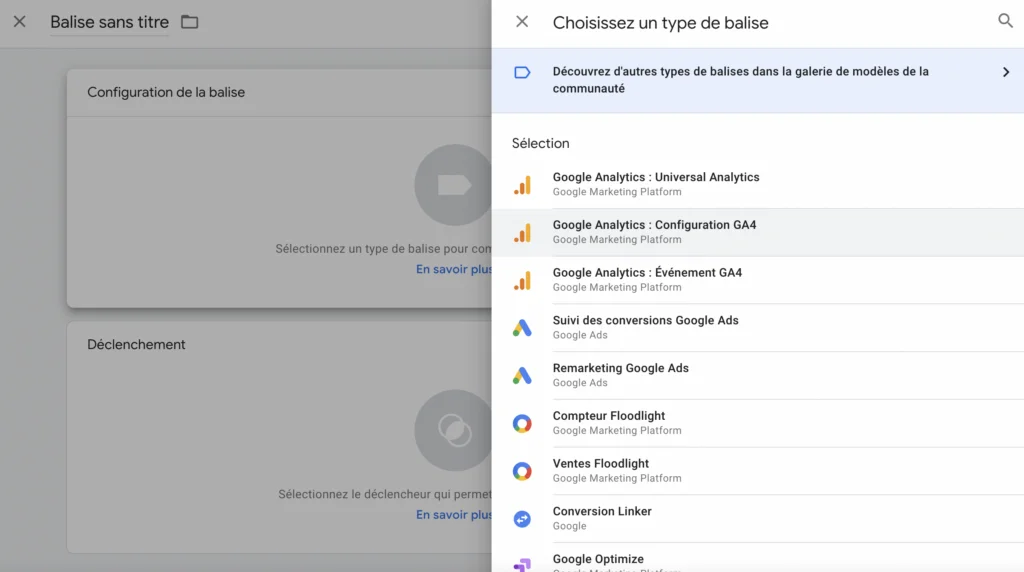 Etape 2 : installation via GTM de GTAG pour google analytics 4