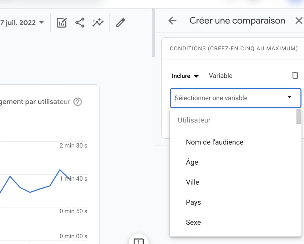 Créer une comparaison Google Analytics 4 