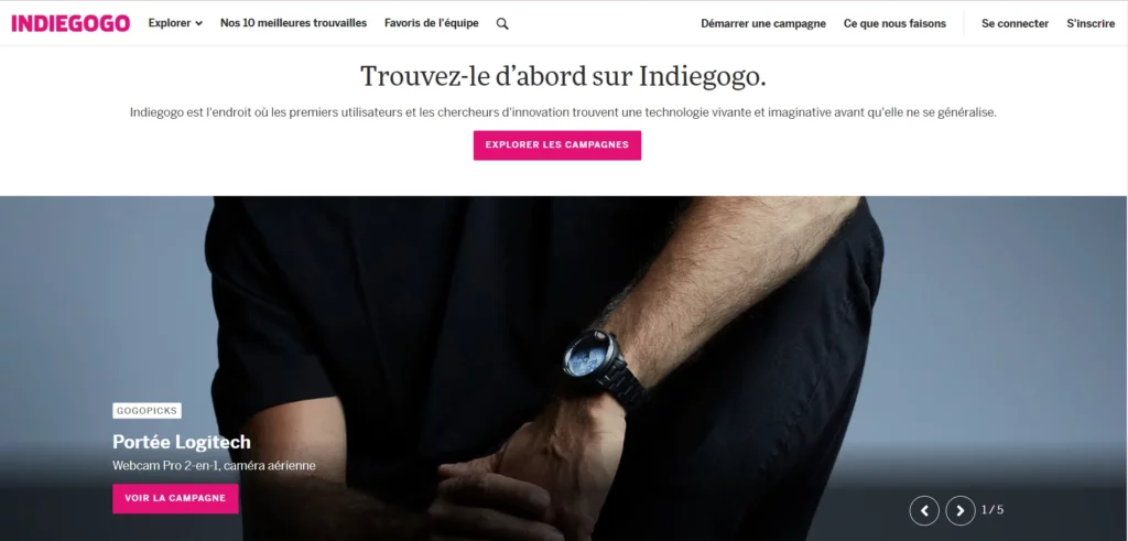 Investir dans une startup à l'aide de la plateformes de crowdfunding Indiegogo
