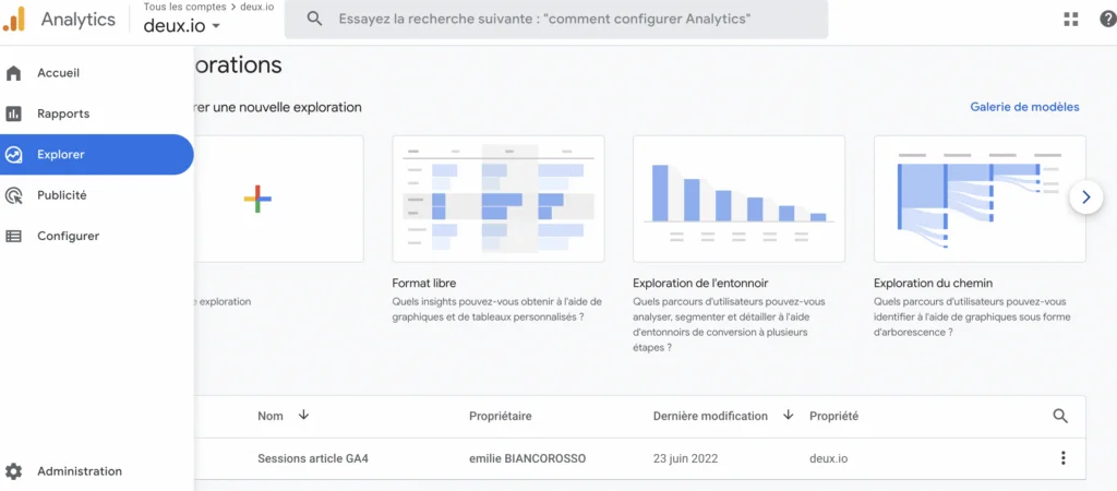 Rapports Google Analytcis 4