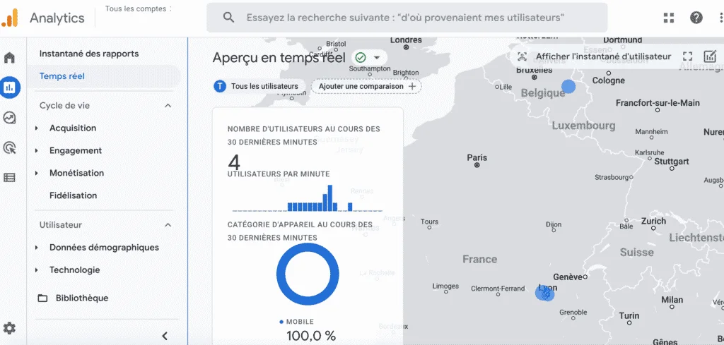 Temps réel Google Analytics 4