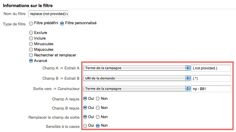 ajouter un filtre à un profil dans google analytics