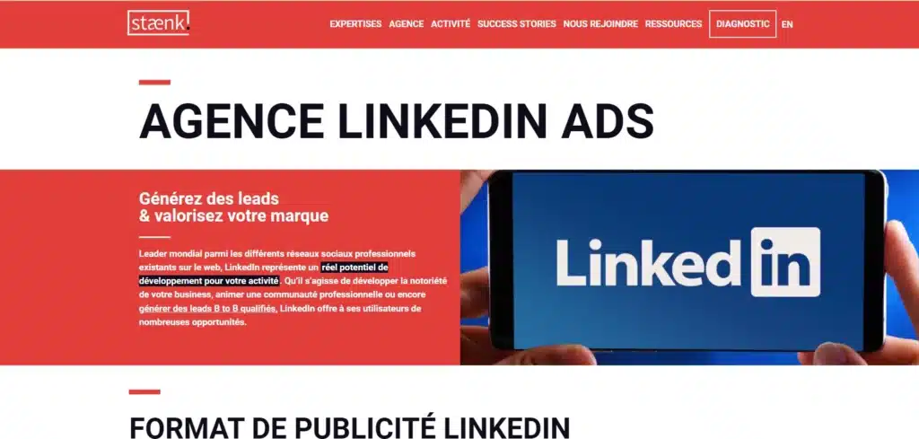 Staenk Agence linkedin ads Paris 