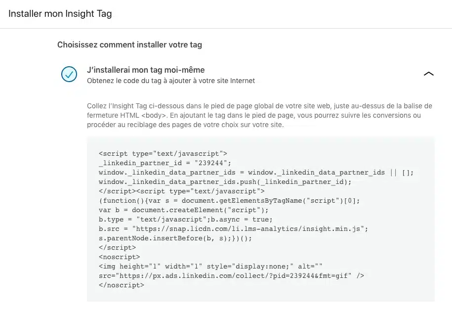 Utilisation de l’Insight Tag pour le retargeting