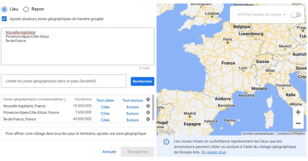 Utilisez un bon ciblage géographique pour économiser de l'argent sur Google Ads 