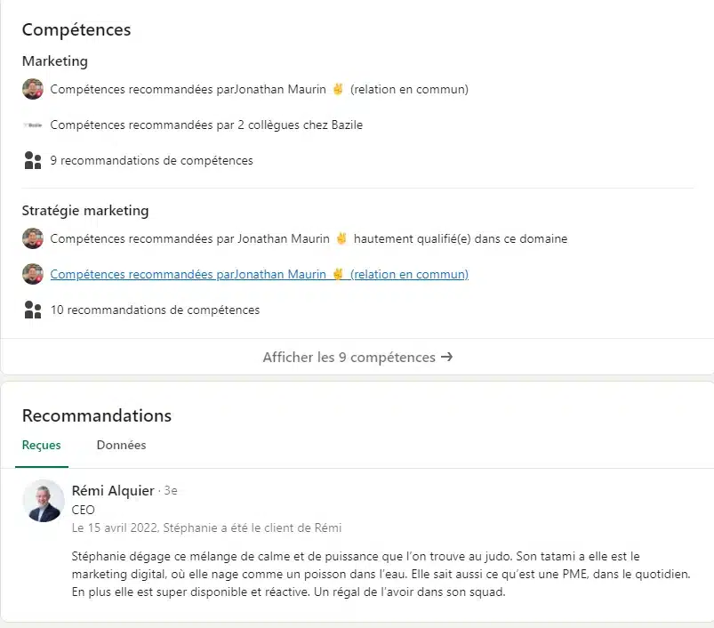 compétences et certifications sur Linkedin