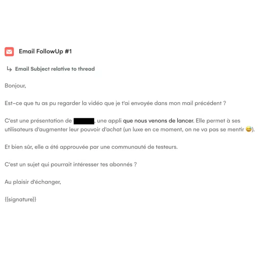Email de relance influenceur