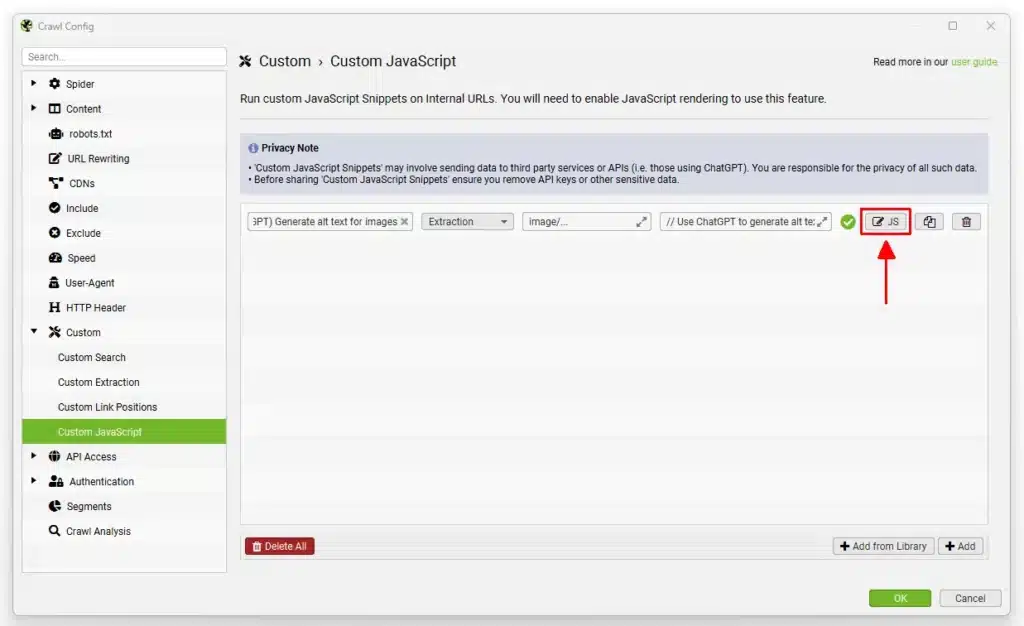 Utiliser l'éditeur d'extraits de code JavaScript étape 3